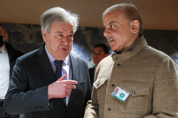 UN Secretary General Antonio Guterres and Pakistan PM Shehbaz Sharif