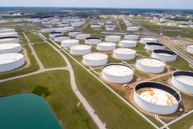 Crude oil storage tanks in Cushing , Oklahoma