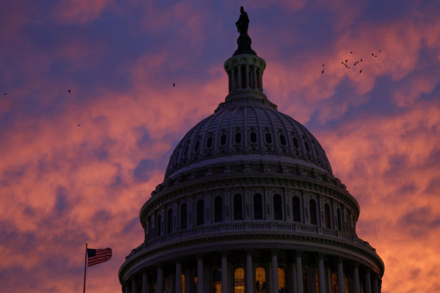 U.S. Capitol building at sunset