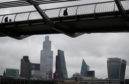Millennium Bridge and London financial district