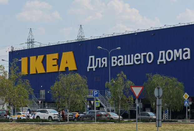 IKEA logo on a closed store in Kotelniki outside Moscow,