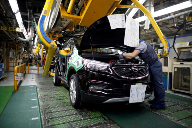 Vehicle assembly line at GM plant in Incheon, South Korea