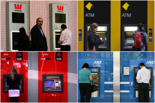 People using ATMs at Australia's "Big Four" banks