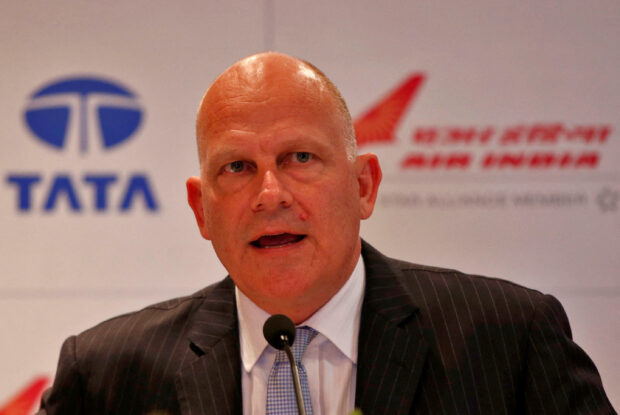 Air India CEO Campbell Wilson speaks at a news conference in India