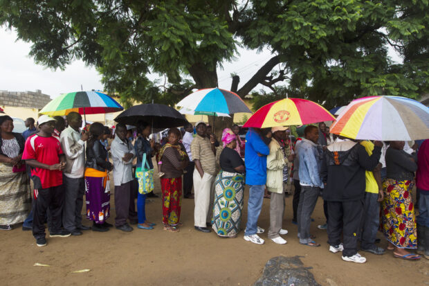 People in queue in John Howard township in Lusaka