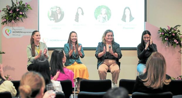 (From left) Vanessa Janssen of GuerillaStaffing Solutions, Marge Aviso of Telework PH, Pamela Ann
Baluyo of Scale Experts Inc. and Patricia Francisco of Customer
Success for Southeast Asia. 