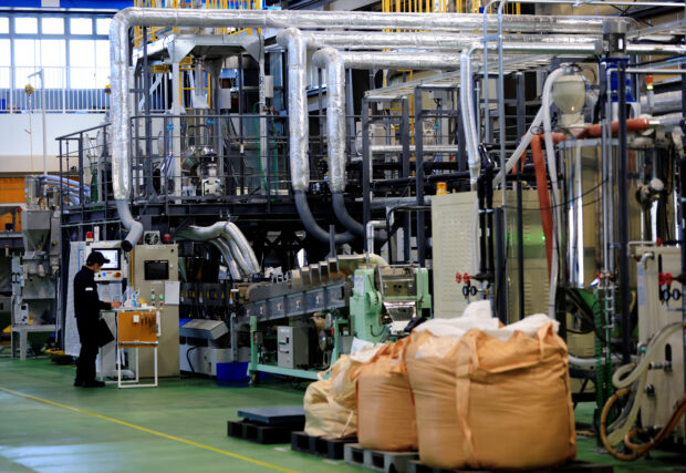 A production line of Biomass Resin Fukushima factory