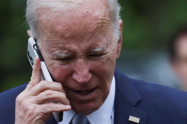 U.S. President Joe Biden on the phone