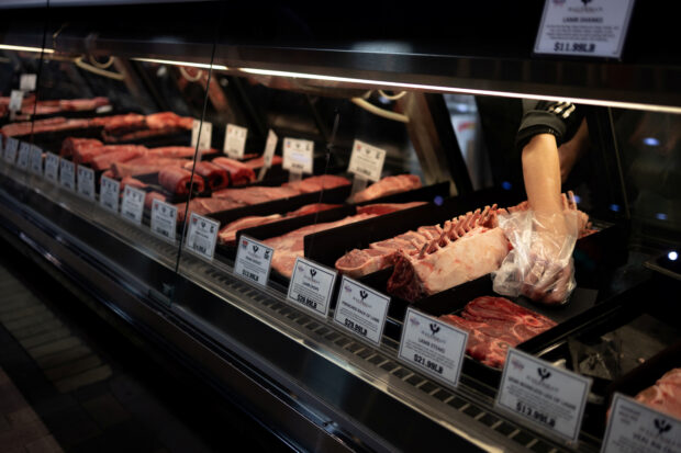 A case of meat at butcher shop at Reading Terminal Market