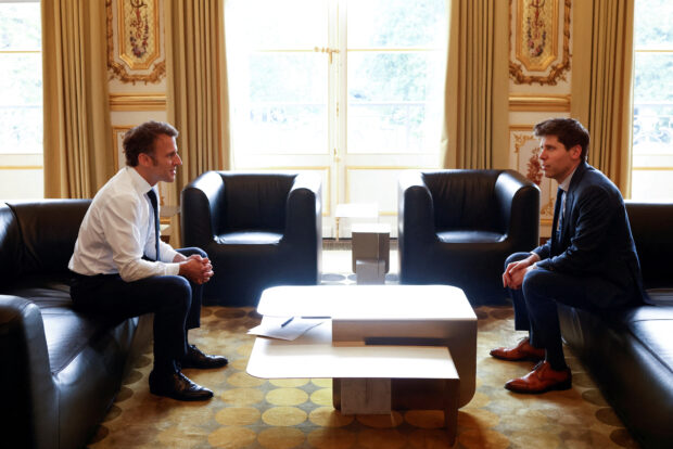 French President Macron and OpenAI CEO Sam Altman
