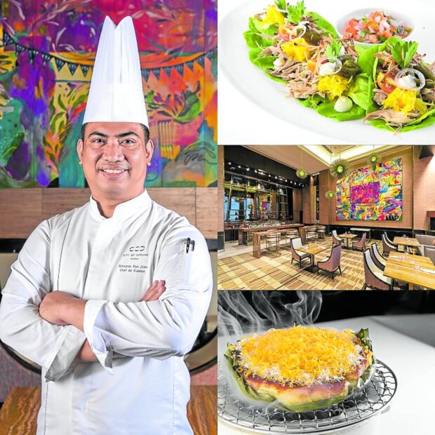 Chef de Cuisine Edmundo San Jose of Haliya at City of Dreams elevates Filipino food with masterful twists on classics such as his appetizer of pulled pork called Binalot na Cochi or his mashup of the bibingka and cheesecake called Chichingka. 