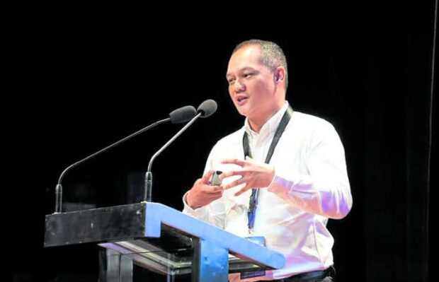 Komunidad founder Felix Ayque shares climate innovations at PH Agrifood Tech Summit 2022 at RCBC Plaza in Makati City. —CONTRIBUTED PHOTO