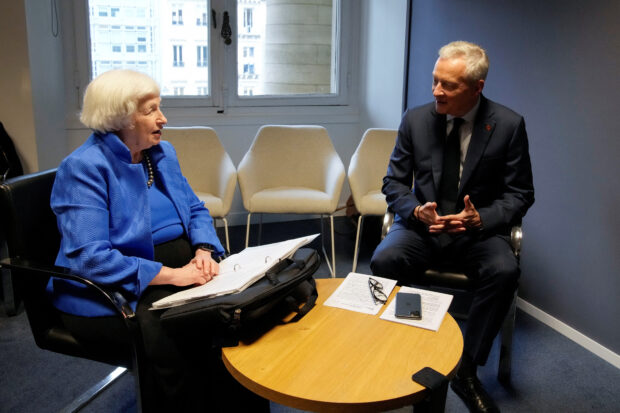 U.S. Treasury Secretary Janet Yellen and French Finance Minister Bruno Le Maire