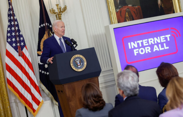 U.S. President Joe Biden announces funding for high-speed internet infra