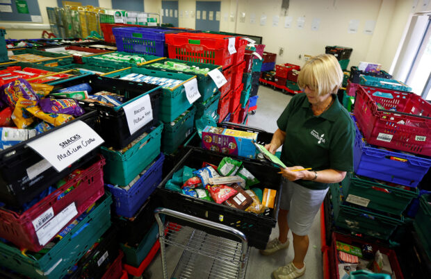 A volunteer at the charity Greenwich Food Bank in London