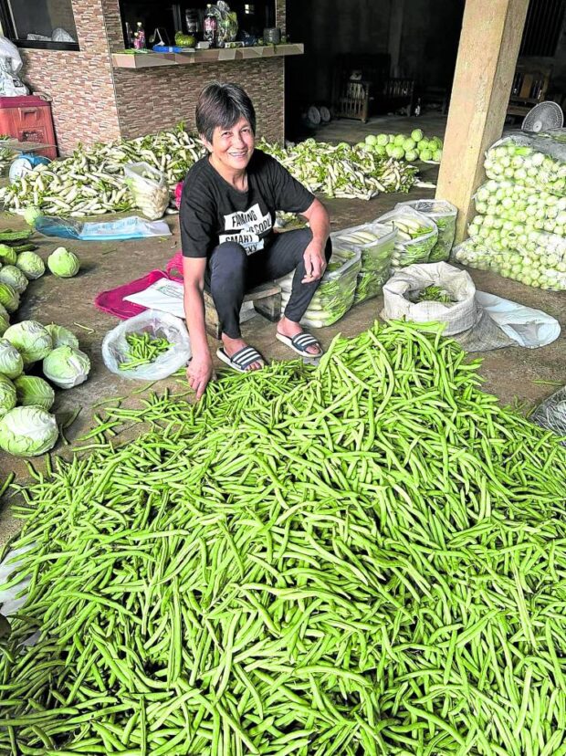 FARMER LEADER Vergie Bustarga of Majayjay,Laguna sorting out vegetables as part of postharvest facility. —CONTRIBUTED PHOTOS