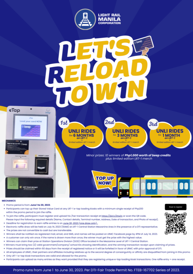 LRT 1 Let's Reload To Win Promo
