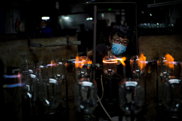 Glassware products at a factory in Haian Jiangsu