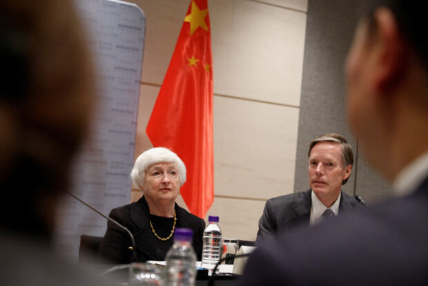 U.S. Treasury Secretary Janet Yellen meets with Chinese businessmen