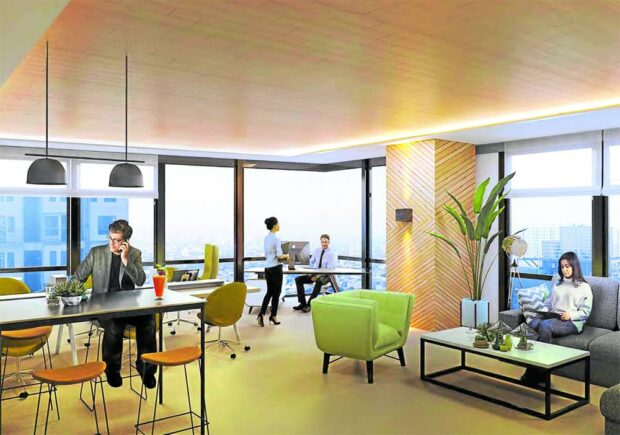 In the hybrid workspace model there are alternative work points and focus pods apart from the typical bench type workstation (HTTPS://WWW.BESTPROPERTIESATORTIGAS.COM)