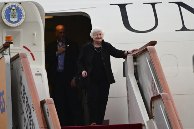 US Treasury Secretary Janet Yellen arrives at Beijing Capital International Airport