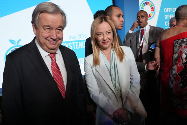 UN Secretary General Antonio Guterres and Italian Premier Giorgia Meloni
