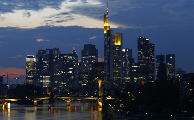 Skyline of the banking district in Frankfurt