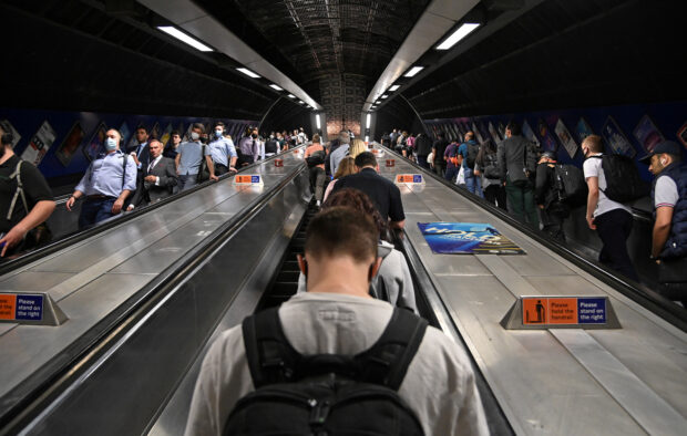 People at London Bridge rail and underground station