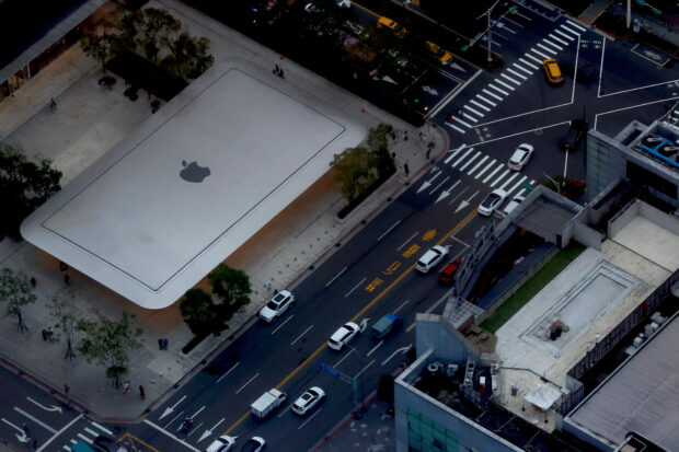 An Apple store is seen from Taipei 101 observatory in Taipei