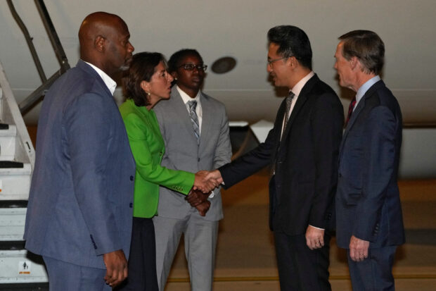 U.S. Commerce Secretary Gina Raimondo welcomed to China by Chinese officials