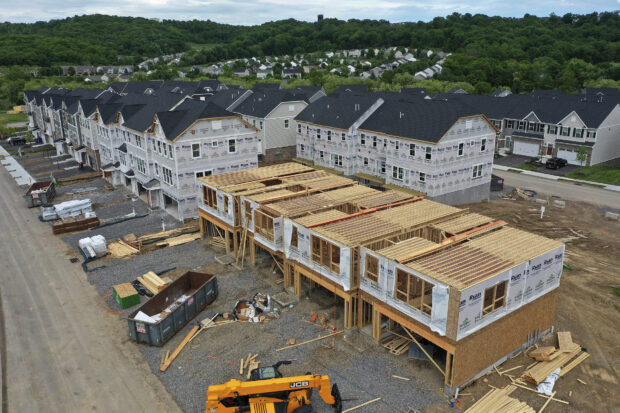 Townhomes under construction in Mars, Pa.