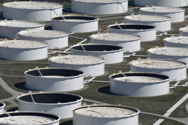 Crude oil storage tanks at Cushing oil hub