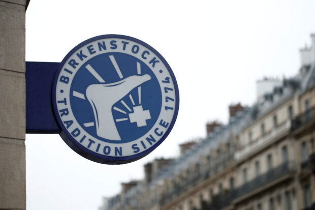 Birkenstock logo outside its footwear store in Paris