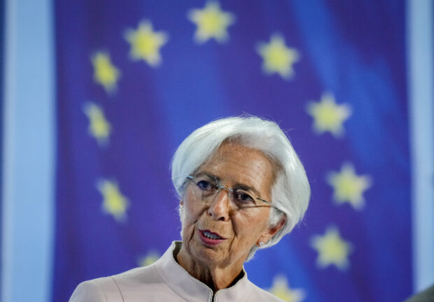 ECB President Christine Lagarde speaking at a press conference