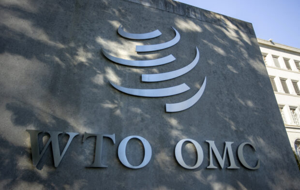 WTO logo at its headquarters in Geneva