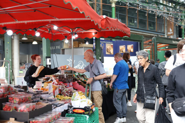 People shopping at Borough Market in London