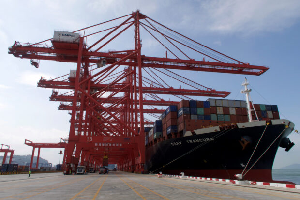 A container ship at a port in Qianhai Shekou Free Trade Zone in Shenzhen