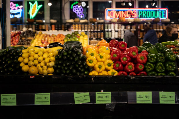 Vegetables at a produce shop at Reading Terminal Market in Philadelphia