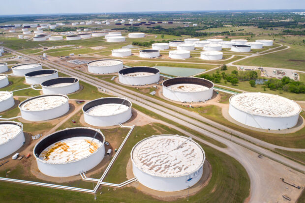 Crude oil storage tanks in Cushing, Oklahoma