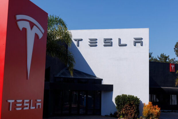 Tesla sign in Encinitas, California