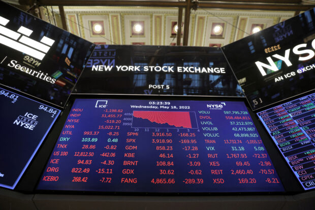 Electronic monitor displays market information at NYSE