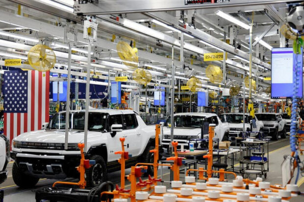 Hummer EV production line at GM factory