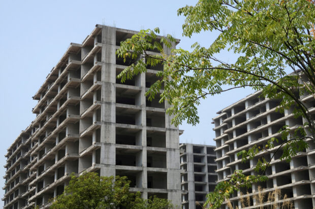 Unfinished apartment buildings in China