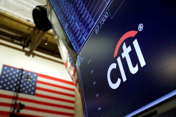 Citibank logo on the trading floor at the NYSE