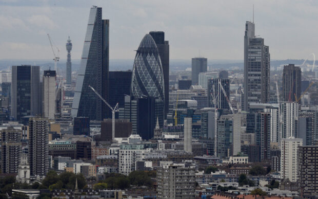 View of the financial district of London