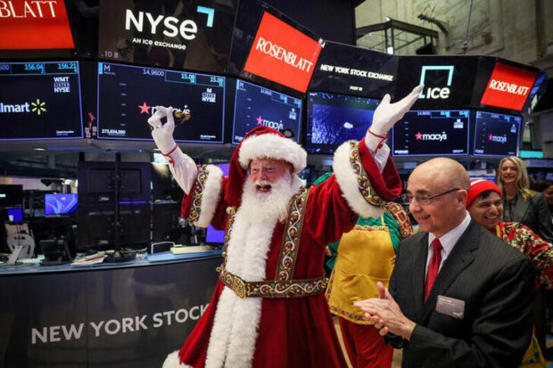 Macy's Santa Clause appears on the trading floor of NYSE
