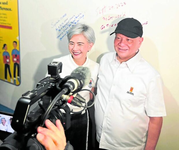 BENEFACTOR Ang with Manila Mayor Honey Lacuna at the launch of Better World Smokey Mountain Tondo, SMC’s fifth community center.