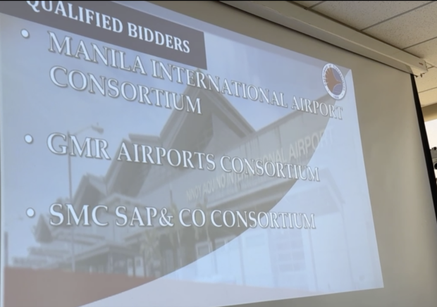 The bidders for the privatization of the Ninoy Aquino International Airport have been trimmed down from four to three after the Asian Airport Consortium, led by Asian Infrastructure and Management Corporation, failed to pass the technical evaluation of the bid. 