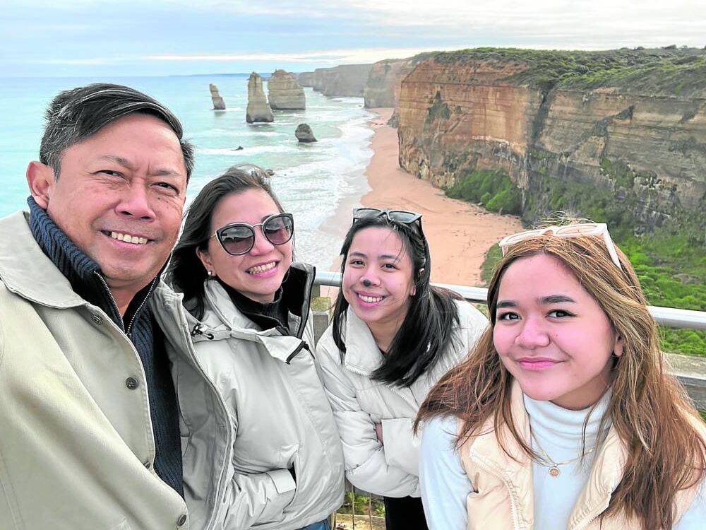 Apart from sharing bottles of wine some nights, the Garcias like to travel together. This family groufie was taken during their trip to Australia in June 2023. From left: Henry, Cecille, Hannah and Czerina Garcia.