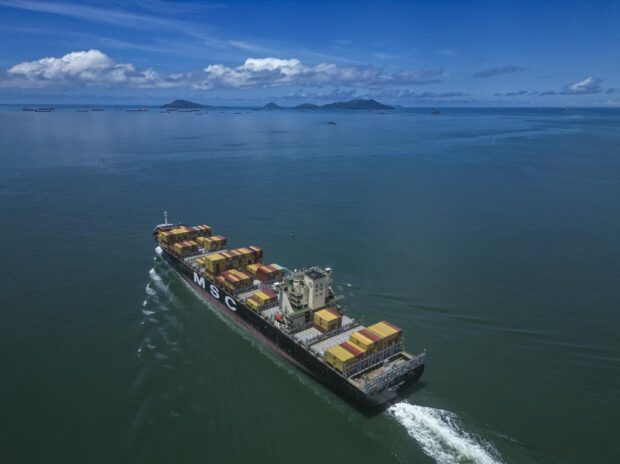A cargo ship leaves the Panama Canal in Panama City on June 17, 2024. 